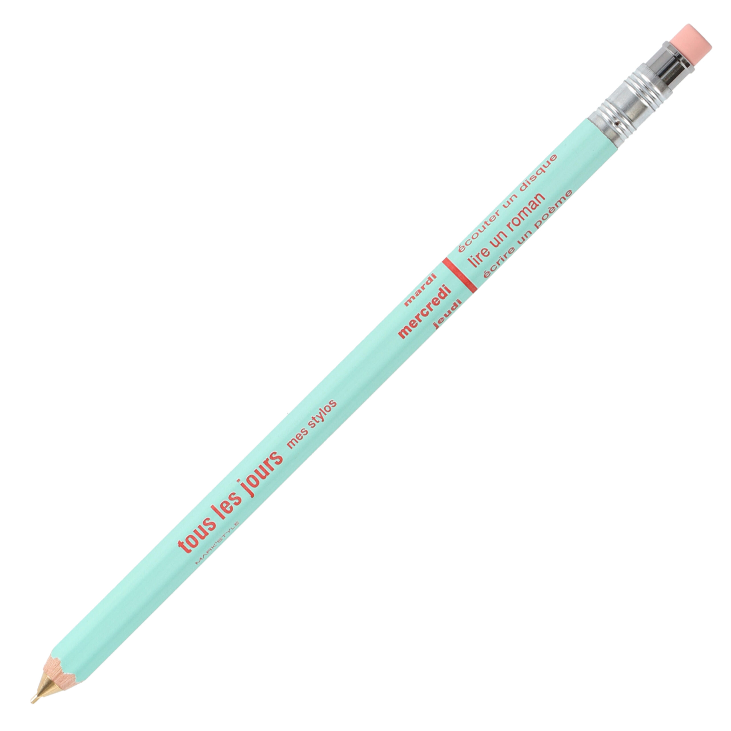 DAY-SH3-LMI - Light Mint - Mechanical Pencil with Eraser - MARK'STYLE - tous les jours