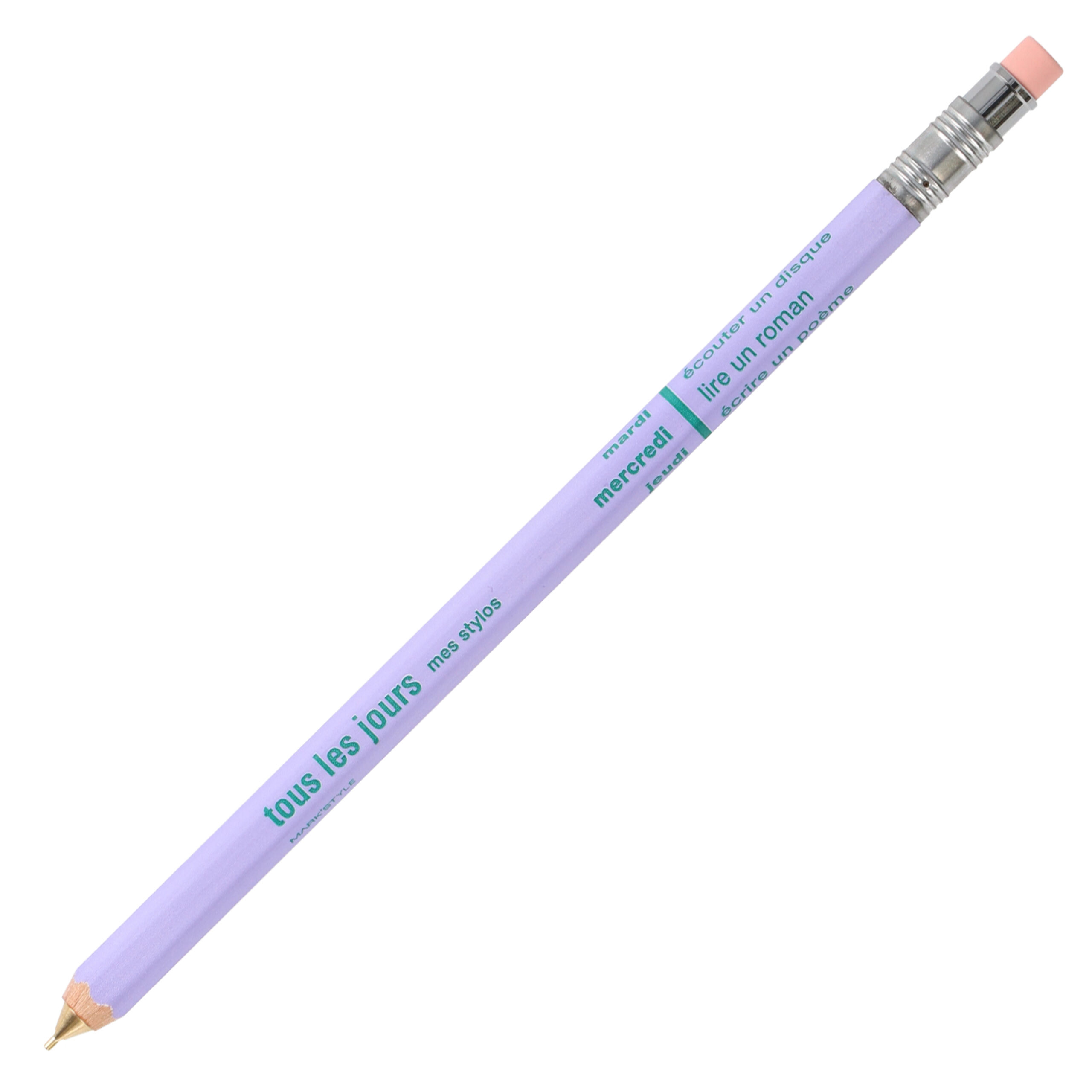 DAY-SH3-LPL - Light Purple - Mechanical Pencil with Eraser - MARK'STYLE - tous les jours