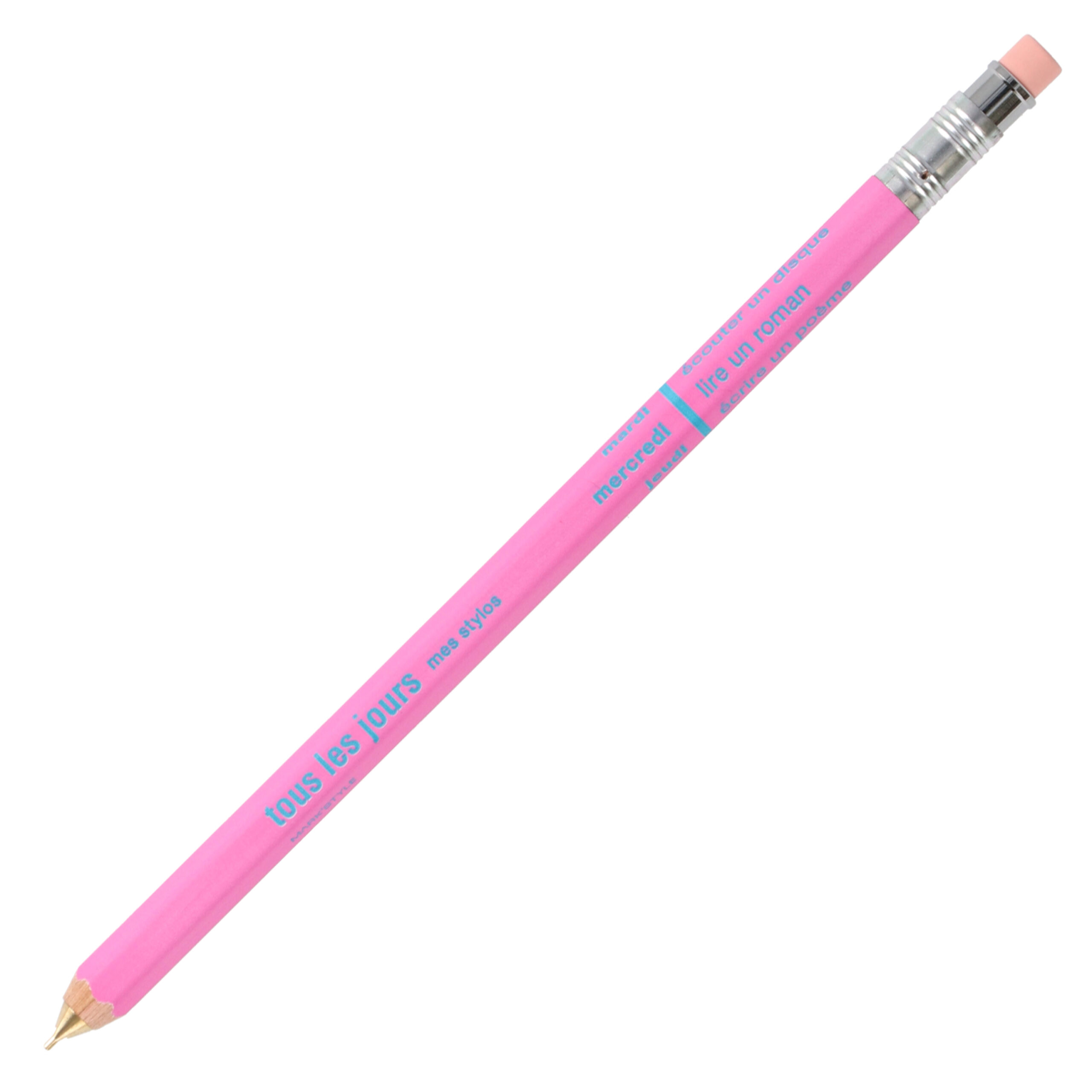 DAY-SH3-VPK - Vivid Pink - Mechanical Pencil with Eraser - MARK'STYLE - tous les jours