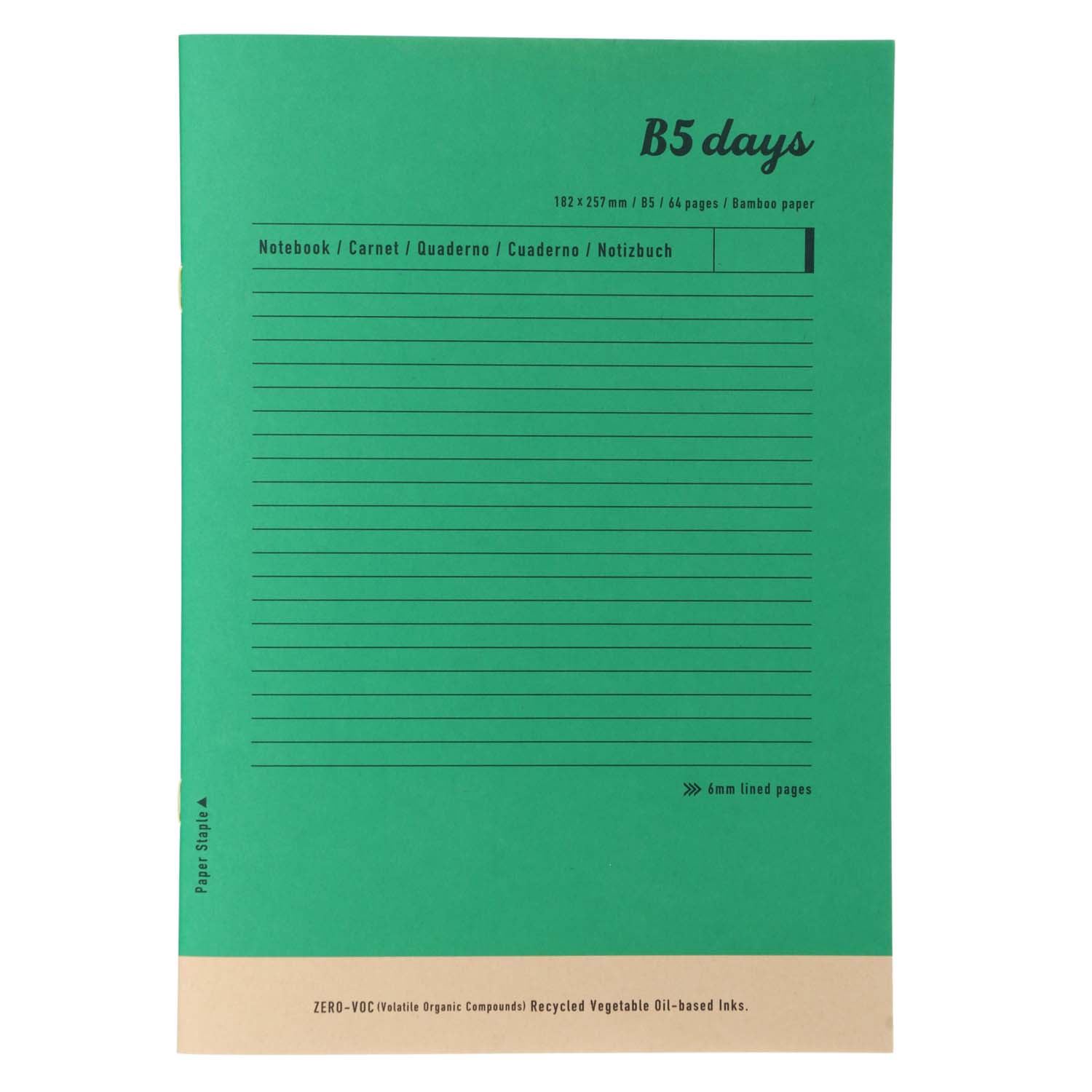 Notebook B5 Bamboo Paper - DAY5-NB02-GN Green